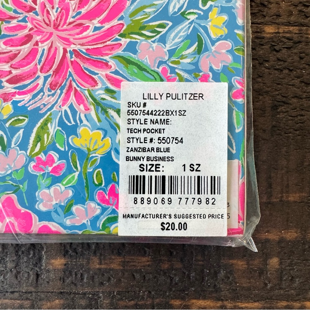 Lilly Pulitzer Floral Tech Pocket - Pink and Blue - Picture 2 of 2